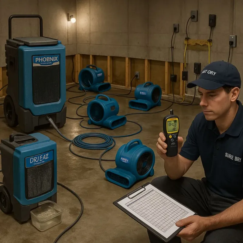 Structural Drying and Dehumidification process in Shell Lake, WI